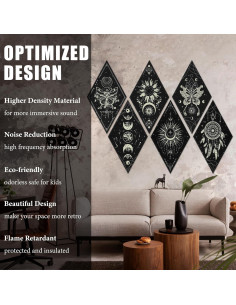 Paneles Acústicos Tutmyrea 6 Piezas Fases de Luna 52x30cm 2