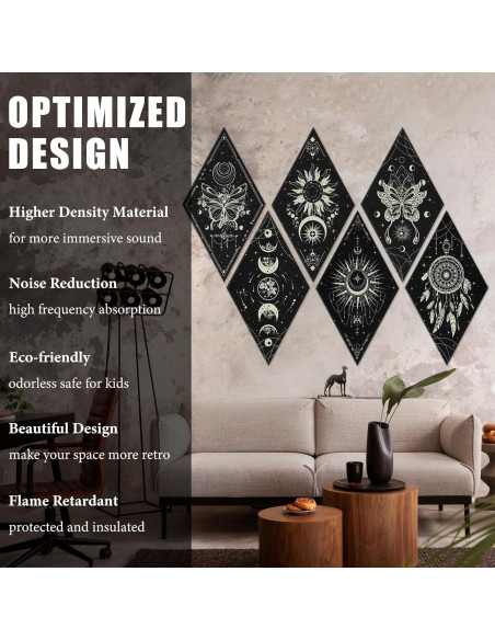 Paneles Acústicos Tutmyrea 6 Piezas Fases de Luna 52x30cm