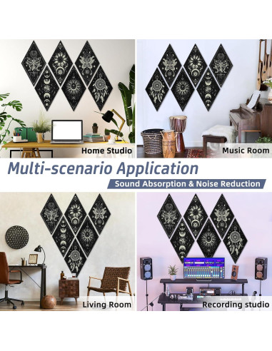 Paneles Acústicos Tutmyrea 6 Piezas Fases de Luna 52x30cm