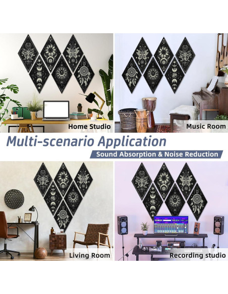 Paneles Acústicos Tutmyrea 6 Piezas Fases de Luna 52x30cm