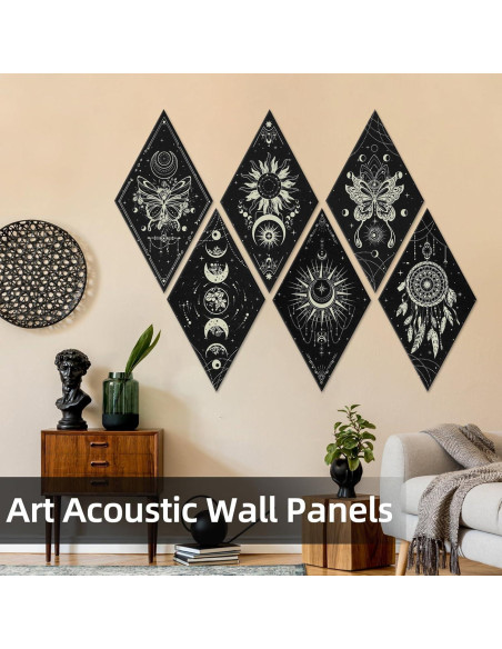 Paneles Acústicos Tutmyrea 6 Piezas Fases de Luna 52x30cm