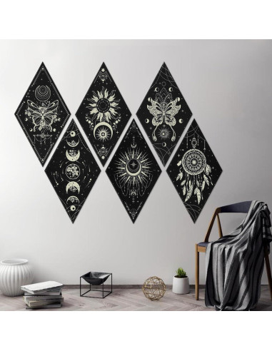 Paneles Acústicos Tutmyrea 6 Piezas Fases de Luna 52x30cm