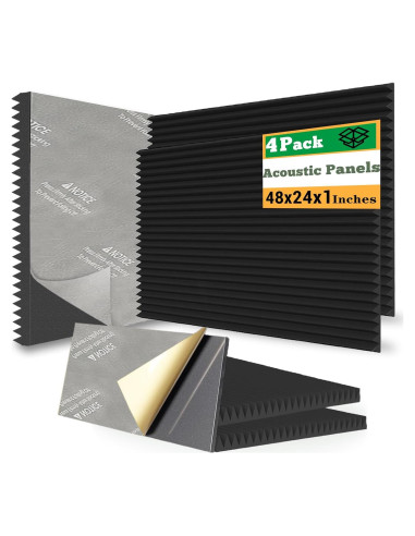 Paneles Acústicos EEKIYA Autoadhesivos 4 Piezas 48x24x2.54 cm