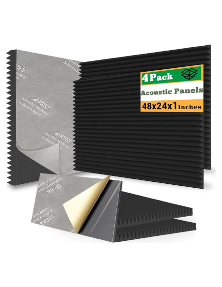 Paneles Acústicos EEKIYA Autoadhesivos 4 Piezas 48x24x2.54 cm