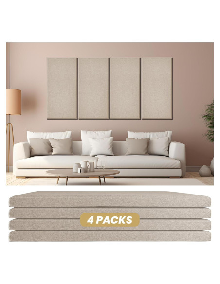 4 Paneles Aislantes de Sonido Acústicos Camel 60x30 cm