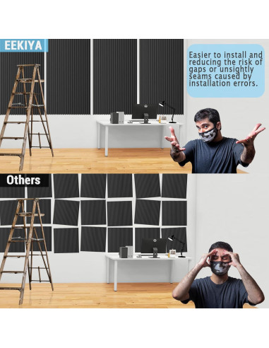 Paneles Acústicos EEKIYA Autoadhesivos 4 Piezas 48x24x2.54 cm