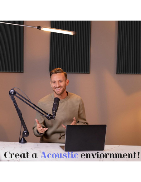 Paneles Acústicos EEKIYA Autoadhesivos 4 Piezas 48x24x2.54 cm