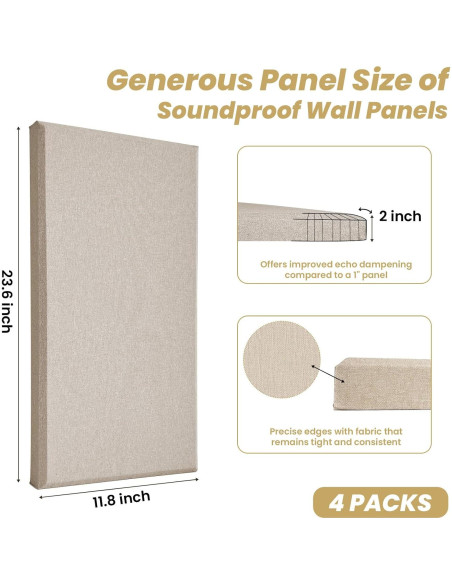 4 Paneles Aislantes de Sonido Acústicos Camel 60x30 cm