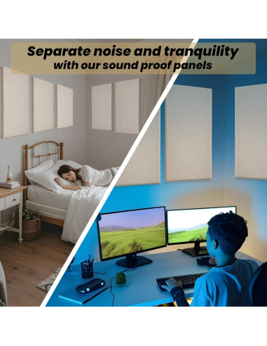 4 Paneles Aislantes de Sonido Acústicos Camel 60x30 cm