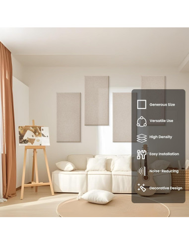 4 Paneles Aislantes de Sonido Acústicos Camel 60x30 cm