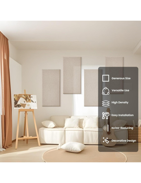 4 Paneles Aislantes de Sonido Acústicos Camel 60x30 cm