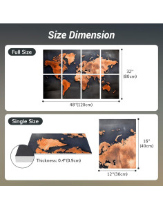 Paneles Acústicos Artísticos TONOR 8 Piezas Mapa del Mundo 120x80cm 2