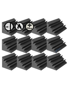 Trampa de Graves Acústica Arrowzoom 12 Piezas Negra 24.99x24.99x5 cm