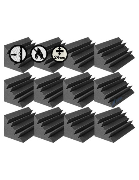 Trampa de Graves Acústica Arrowzoom 12 Piezas Negra 24.99x24.99x5 cm