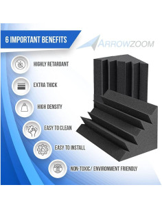 Trampa de Graves Acústica Arrowzoom 12 Piezas Negra 24.99x24.99x5 cm 2