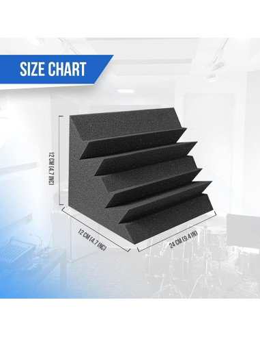 Trampa de Graves Acústica Arrowzoom 12 Piezas Negra 24.99x24.99x5 cm