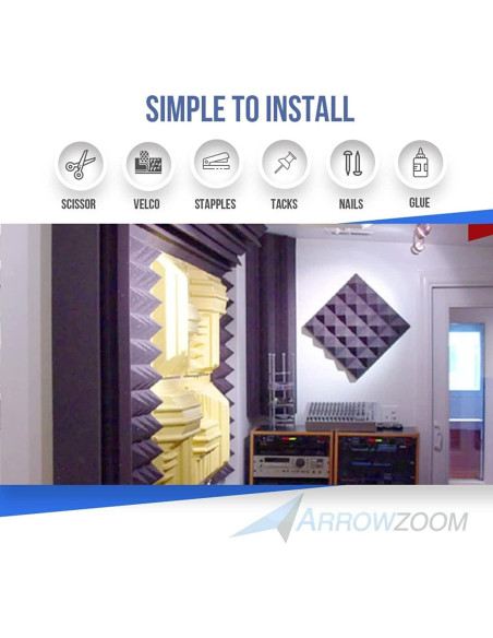 Trampa de Graves Acústica Arrowzoom 12 Piezas Negra 24.99x24.99x5 cm