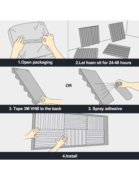 Kit de Paneles Acústicos de Espuma Winllyat 60 Piezas 30x30 cm
