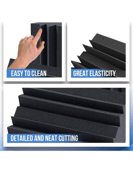 Trampa de Graves Acústica Arrowzoom 12 Piezas Negra 24.99x24.99x5 cm