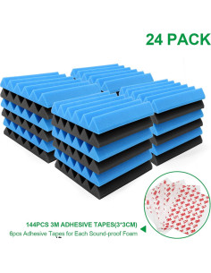 Paquete de 24 Espuma Acústica Aislante Ignífuga 5.08cm - Negro y Azul 2