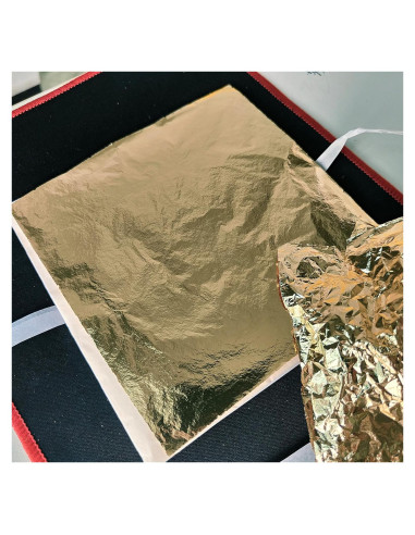 100 Hojas de Oro Imitación JINRUISI 14x14 cm para Manualidades