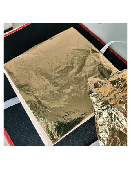 100 Hojas de Oro Imitación JINRUISI 14x14 cm para Manualidades