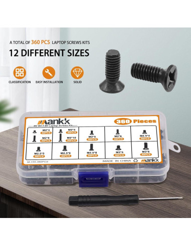 Kit de Tornillos para Laptop Mankk 360 Piezas 12 Tamaños