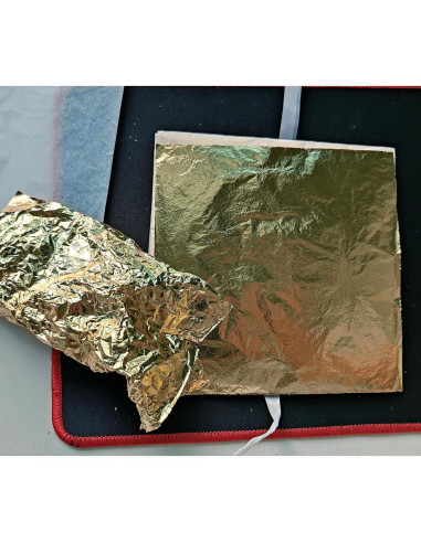 100 Hojas de Oro Imitación JINRUISI 14x14 cm para Manualidades