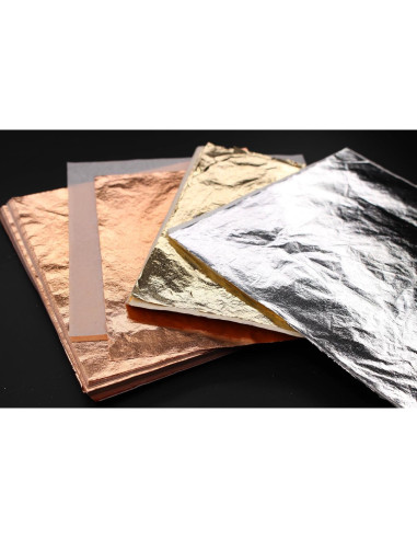 100 Hojas de Oro Imitación JINRUISI 14x14 cm para Manualidades