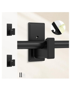 Soportes de Barra de Cortina Sin Taladro TKZTKZ - 2 Piezas Negros
