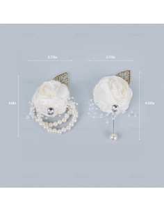 Corsage de Muñeca Flor Rosa Blanca AUEAR - 2 Piezas 2