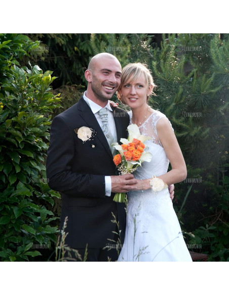 Corsage de Muñeca Flor Rosa Blanca AUEAR - 2 Piezas