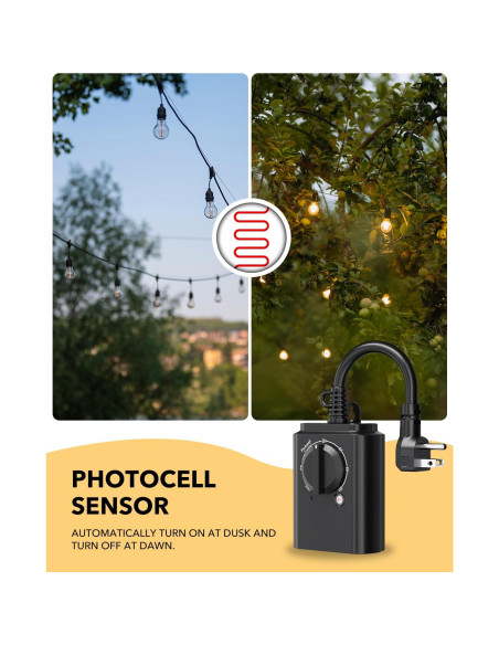 Temporizador de Luz Exterior BN-LINK con Sensor Fotocélula 15A