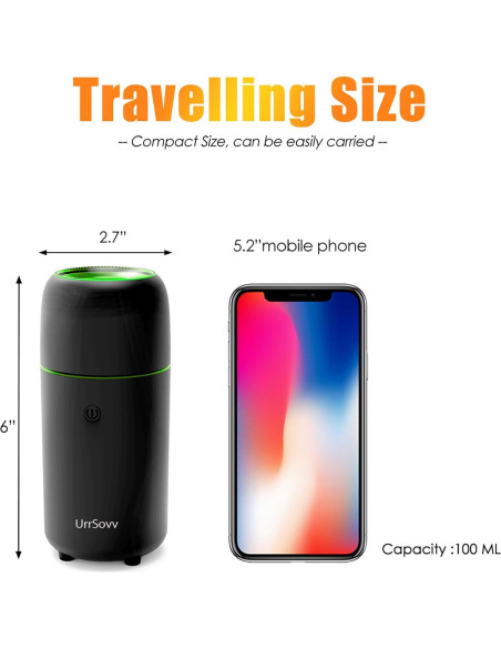 Difusor de Aromaterapia UrrSovv VL-US-23 USB 100ml Negro