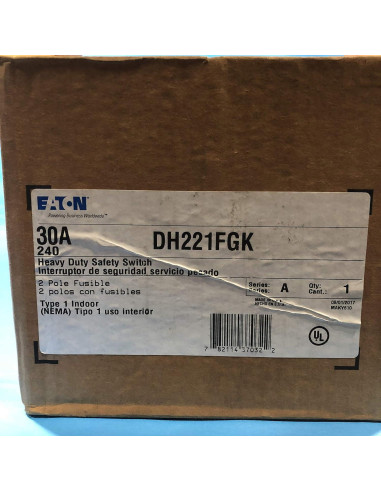 Interruptor de Seguridad Eaton DH221FGK 30A 250V Alta Resistencia