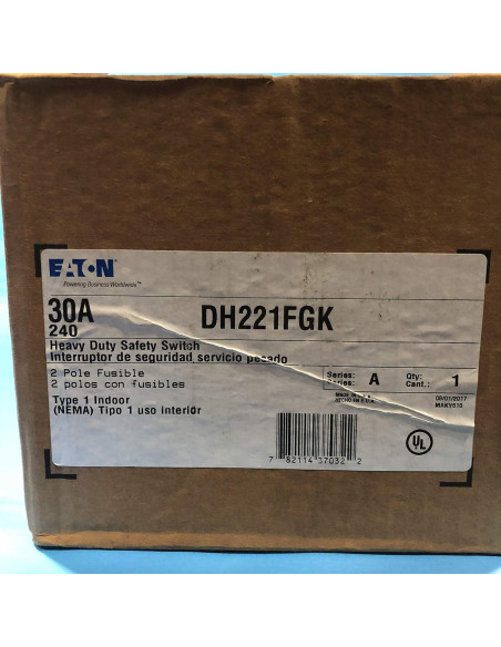 Interruptor de Seguridad Eaton DH221FGK 30A 250V Alta Resistencia