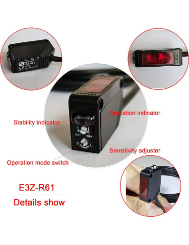 Sensor Fotoeléctrico IKSACE E3Z-R61 NPN Montaje Pared 2 Piezas