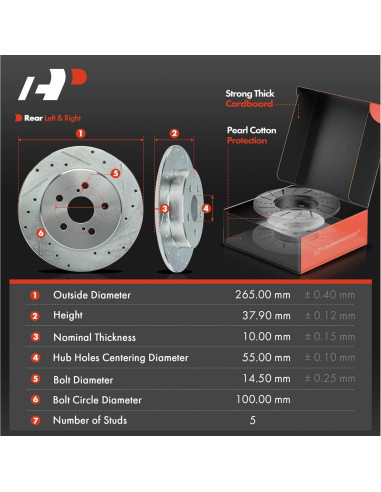 Discos de Freno Traseros Perforados A-Premium + Pastillas Cerámicas Toyota Corolla 2019-2022