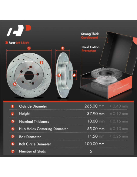 Discos de Freno Traseros Perforados A-Premium + Pastillas Cerámicas Toyota Corolla 2019-2022