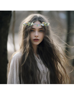 Corona de Hada Vivivalue Diadema Floral Verde y Púrpura 2