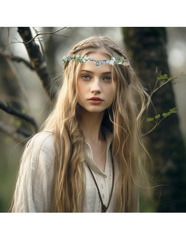 Corona de Hada Vivivalue Diadema Floral Verde y Púrpura