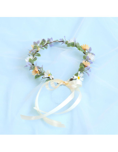 Corona de Hada Vivivalue Diadema Floral Verde y Púrpura