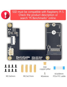 Caja Mini Torre Aluminio ElectroCookie para Raspberry Pi 5 con HAT NVMe 2