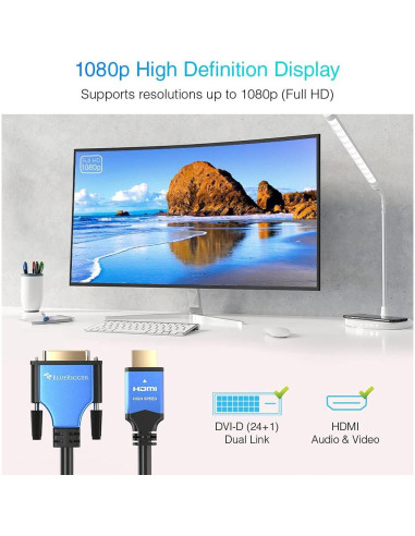 Cable HDMI a DVI BlueRigger 0.91m Macho a Macho Alta Velocidad