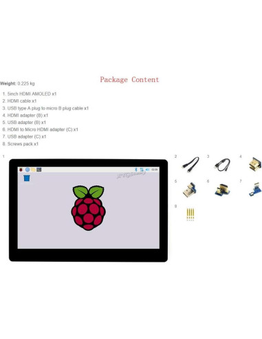 Monitor Táctil Capacitivo AMOLED 5" XYGStudy 960x544 HDMI