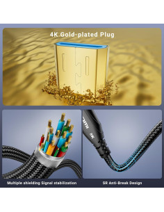 Cable Micro HDMI a HDMI Cratree 1.01m 8K 60Hz Ultra Alta Velocidad 2