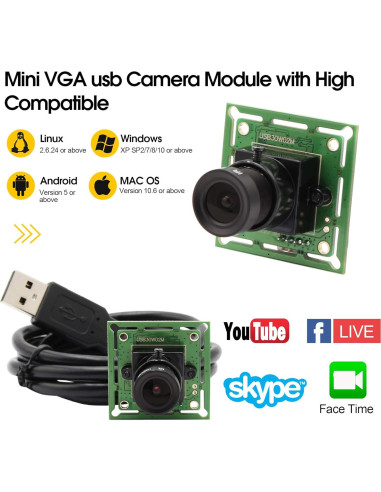 Módulo de Cámara USB ELP-USB30W02M 480P 60fps Lente 3.6mm