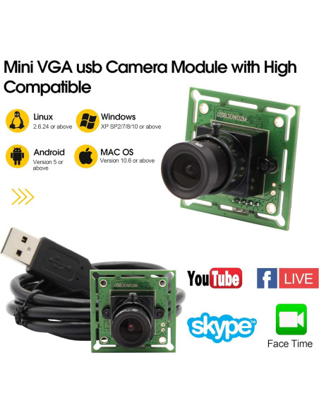 Módulo de Cámara USB ELP-USB30W02M 480P 60fps Lente 3.6mm