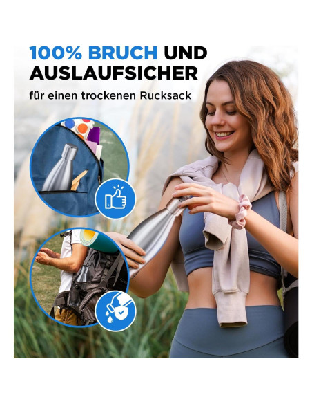 Botella de Acero Inoxidable MATE OF STEEL 887ml a Prueba de Fugas