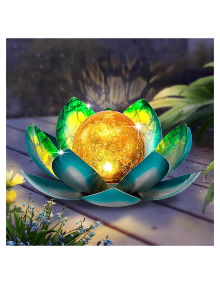 Luz Solar Exterior AIINY 2Pack Loto Azul LED Impermeable